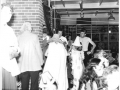 Skyline Club, Burtonwood, 1958, Childrens Halloween party trick or treat, Shirley Makin, Ass Club Director passing out treats